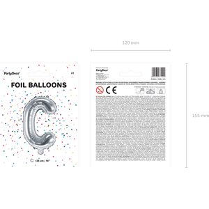 Foil Balloon Letter ''C'', 35 cm, silver