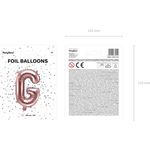 Foil Balloon Letter ''G'', 35 cm, rose gold