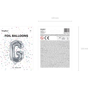Foil Balloon Letter ''G'', 35 cm, silver
