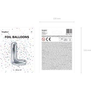 Foil Balloon Letter ''L'', 35 cm, silver