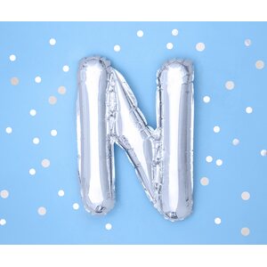 Foil Balloon Letter ''N'', 35 cm, silver
