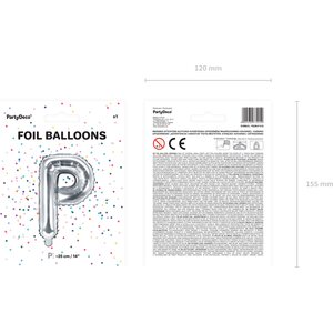 Foil Balloon Letter ''P'', 35 cm, silver, 1piece