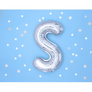 Foil Balloon Letter ''S'', 35 cm, silver