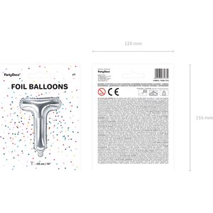 Foil Balloon Letter ''T'', 35 cm, silver