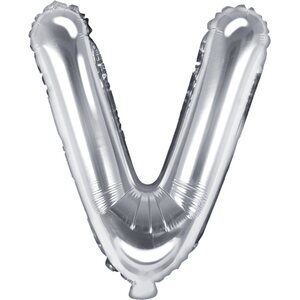 Foil Balloon Letter ''V'', 35 cm, silver