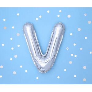Foil Balloon Letter ''V'', 35 cm, silver