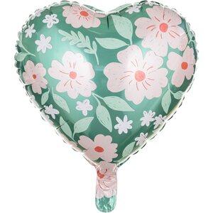 Tavallinen foliopallo sydän ja kukat 45 cm