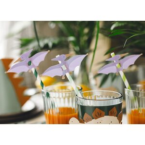 Straws Pterodactyl, 19.5 cm, mix 1pkt/6pc.