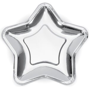 Paper Plates Star, silver, 18cm: 1pkt/6pc.