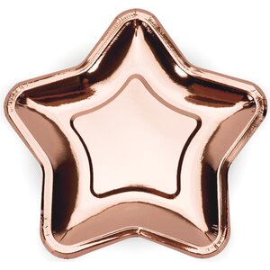 Paper Plates Star, rose gold, 18cm: 1pkt/6pc.