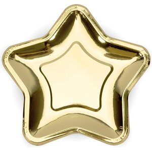 Paper Plates Star, gold, 23cm: 1pkt/6pc.