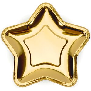 Paper Plates Star, gold, 18cm: 1pkt/6pc.