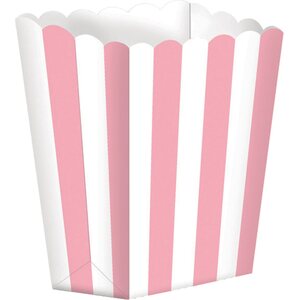 5 Popcorn Boxes Stripes New Pink Paper 6.3 x 13.4 x 3.8 cm