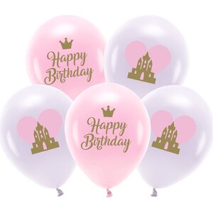Eco Balloons 33 cm, Happy Birthday, mix 1pkt/5pc.