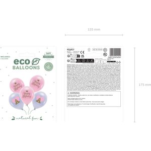 Eco Balloons 33 cm, Happy Birthday, mix 1pkt/5pc