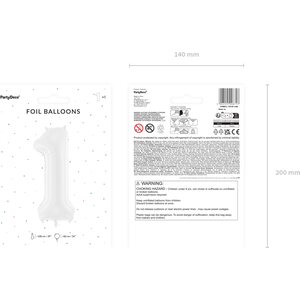 Foil ballon Number ''1'', 86 cm, white