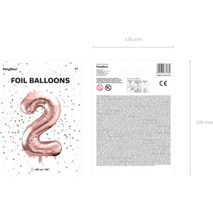 Foil Balloon Number ''2'', 86cm, gold
