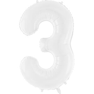 Foil ballon Number ''3'', 86 cm, white