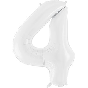 Foil ballon Number ''4'', 86 cm, white