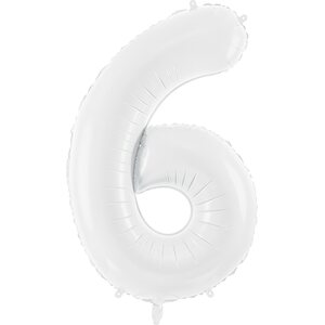 Foil ballon Number ''6'', 86 cm, white