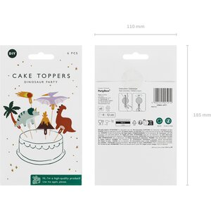 Cake toppers Dinosaurs, 8-12 cm, mix 1pkt/6pc.