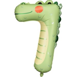 Foil balloon Number 7 - Crocodille, 56x85 cm, mix