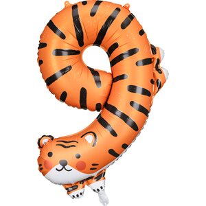 Foil balloon Number 9 - Tiger, 64x87 cm, mix