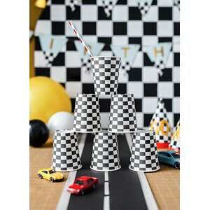 Cups Checkered flag, 220 ml, mix 1pkt/6pc.
