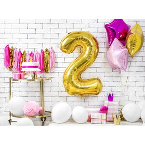 Birthday candle Number 2, gold, 7cm