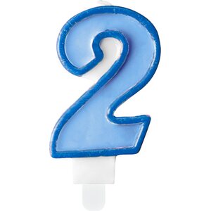 Birthday candle Number 2, blue, 7cm