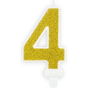 Birthday candle Number 4, gold, 7cm