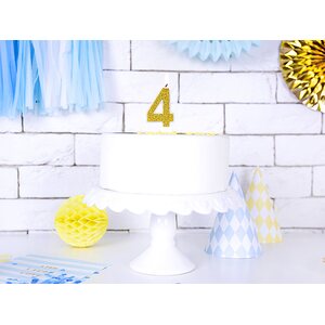 Birthday candle Number 4, gold, 7cm