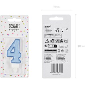 Birthday candle Number 4, blue, 7cm