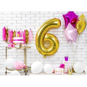 Birthday candle Number 6, gold, 7cm