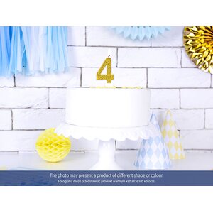 Birthday candle Number 6, gold, 7cm
