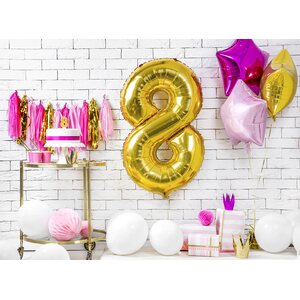 Birthday candle Number 8, gold, 7cm
