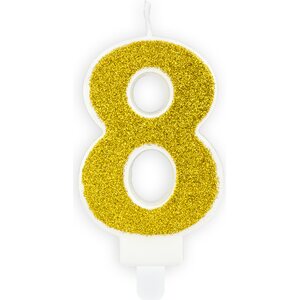 Birthday candle Number 8, gold, 7cm