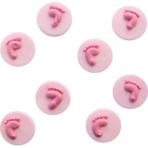 Mini Baby Footprints Sugarcraft Toppers Pink
