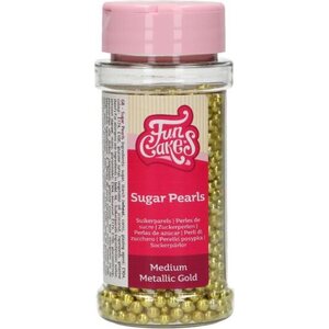 FunCakes Sugar Pearls Medium Metallic Gold 80 g
