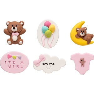 Decora 6 BABY GIRL SUGAR DECORATIONS
