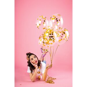 Confetti balloons - circles, 30cm, gold: 1pkt/6pc.