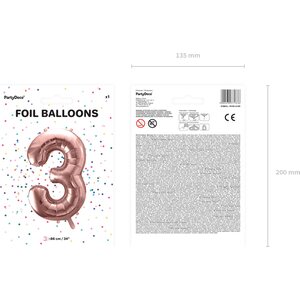 Foil Balloon Number ''3'', 86cm, gold