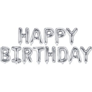 Foil Balloon Happy Birthday, 340x35cm, silver