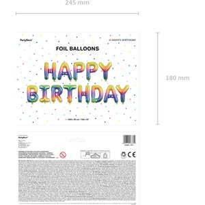 Foil Balloon Happy Birthday, 340x35cm, rainbow