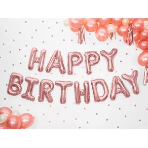 Foil Balloon Happy Birthday, 340x35cm, rose gold