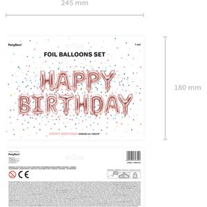 Foil Balloon Happy Birthday, 340x35cm, rose gold