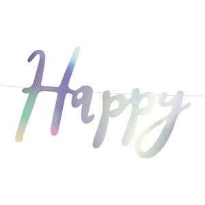 Banner Happy Birthday, iridescent, 16.5x62cm