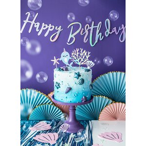 Banner Happy Birthday, iridescent, 16.5x62cm