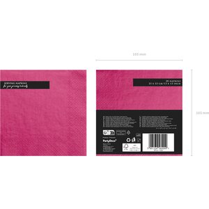 Napkins, 3 layers, dark pink, 33x33cm: 1pkt/20pc.
