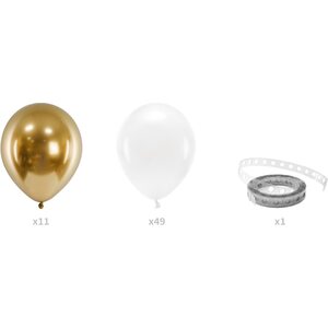 Balloon garland - white and gold, 200cm 1pkt/60pc.